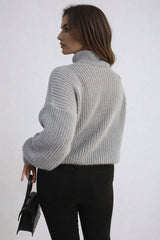 Buttons Long Sleeves Chunky Knit Top