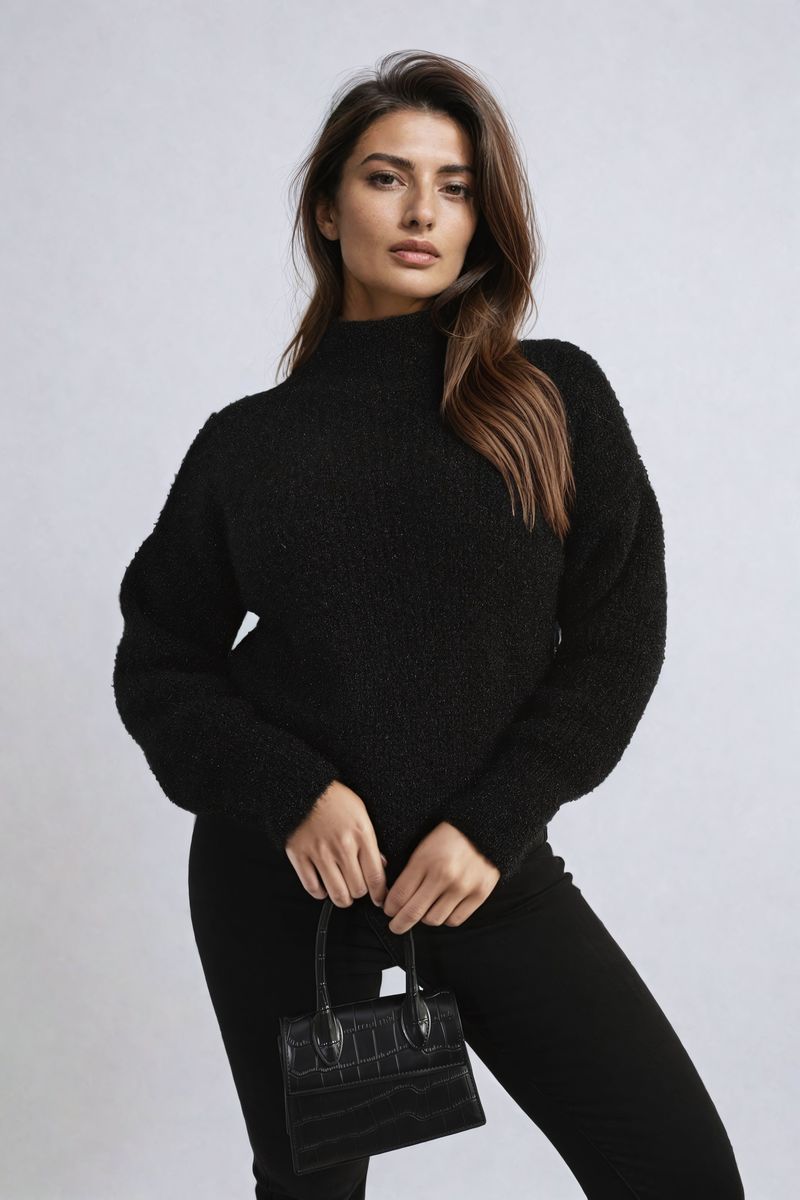 Buttons Long Sleeves Chunky Knit Top