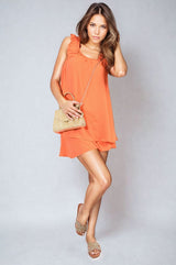 Square-Neck Ruffle Sleeveless Top & Shorts Co-ord