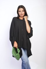 Oversized Long Sleeve Button Front Top