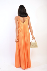 Pleated Strappy Maxi Dress