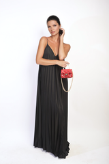 Pleated Strappy Maxi Dress