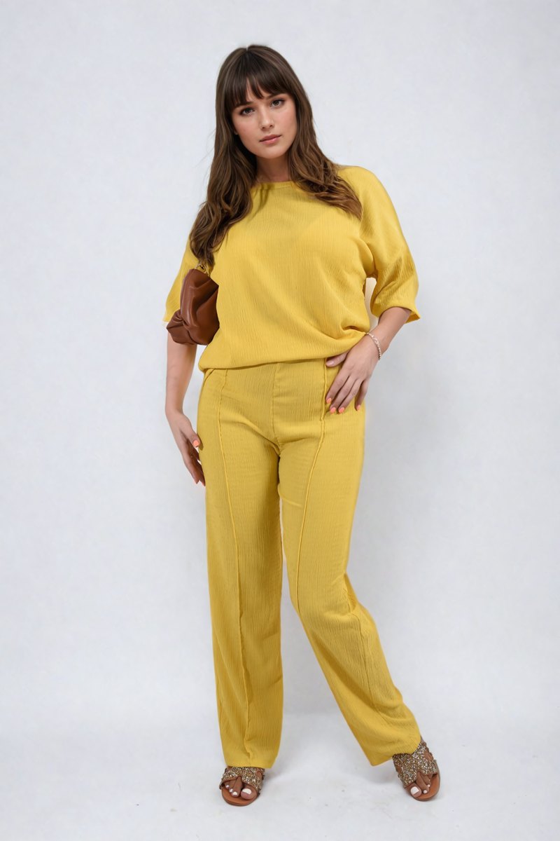 Cheesecloth Pattern Top and Trouser Co-ord Set