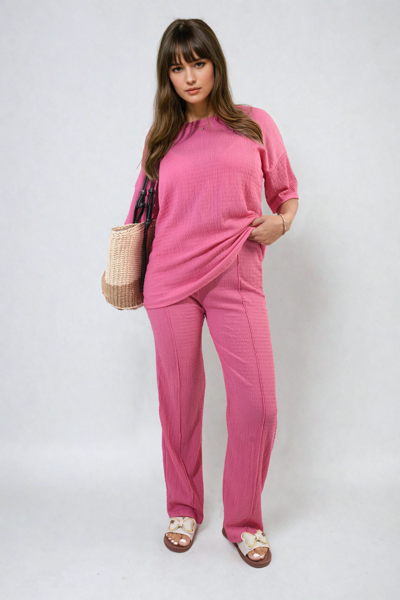 Cheesecloth Pattern Top and Trouser Co-ord Set