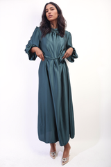 Long Sleeve High Neck Belted Maxi Dress