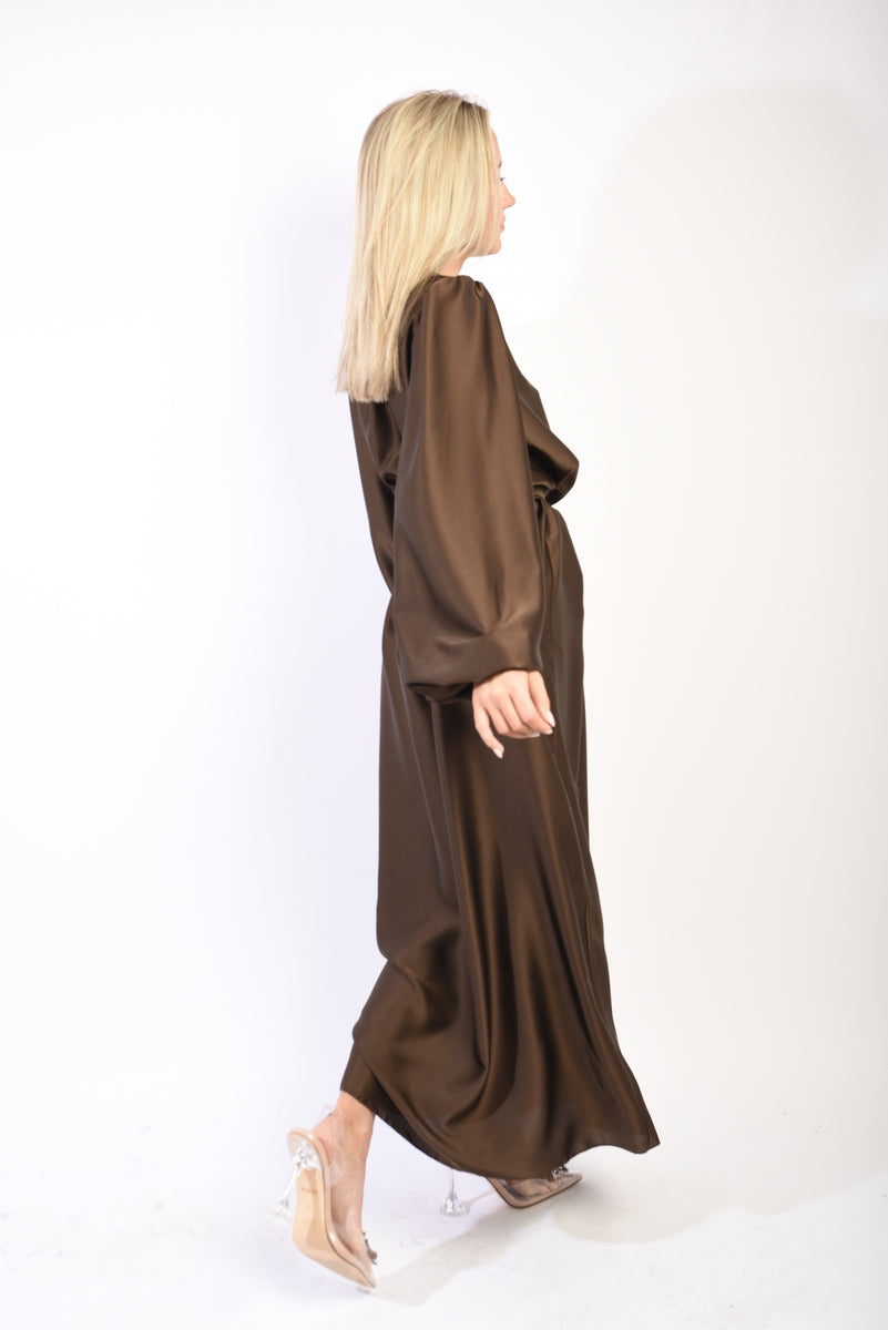 Long Sleeve High Neck Belted Maxi Dress