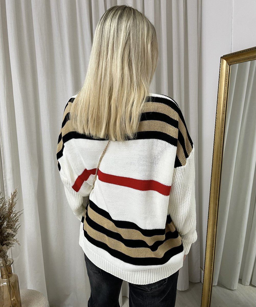 Oversized Striped Long Sleeve Knitted Jumper