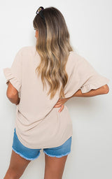 Frill Sleeve Top With Chain