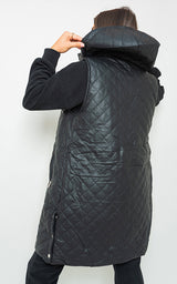 Quilted Longline Faux Leather Jacket