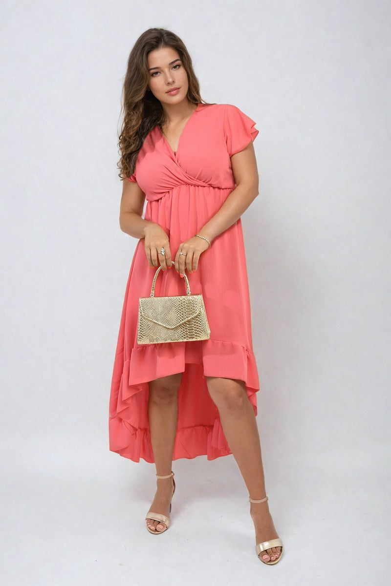 High Low Ruffle Hem Maxi Dress