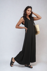 Ruffle Sleeve V-Neck Loose Waist Wide Leg Jumpsuit