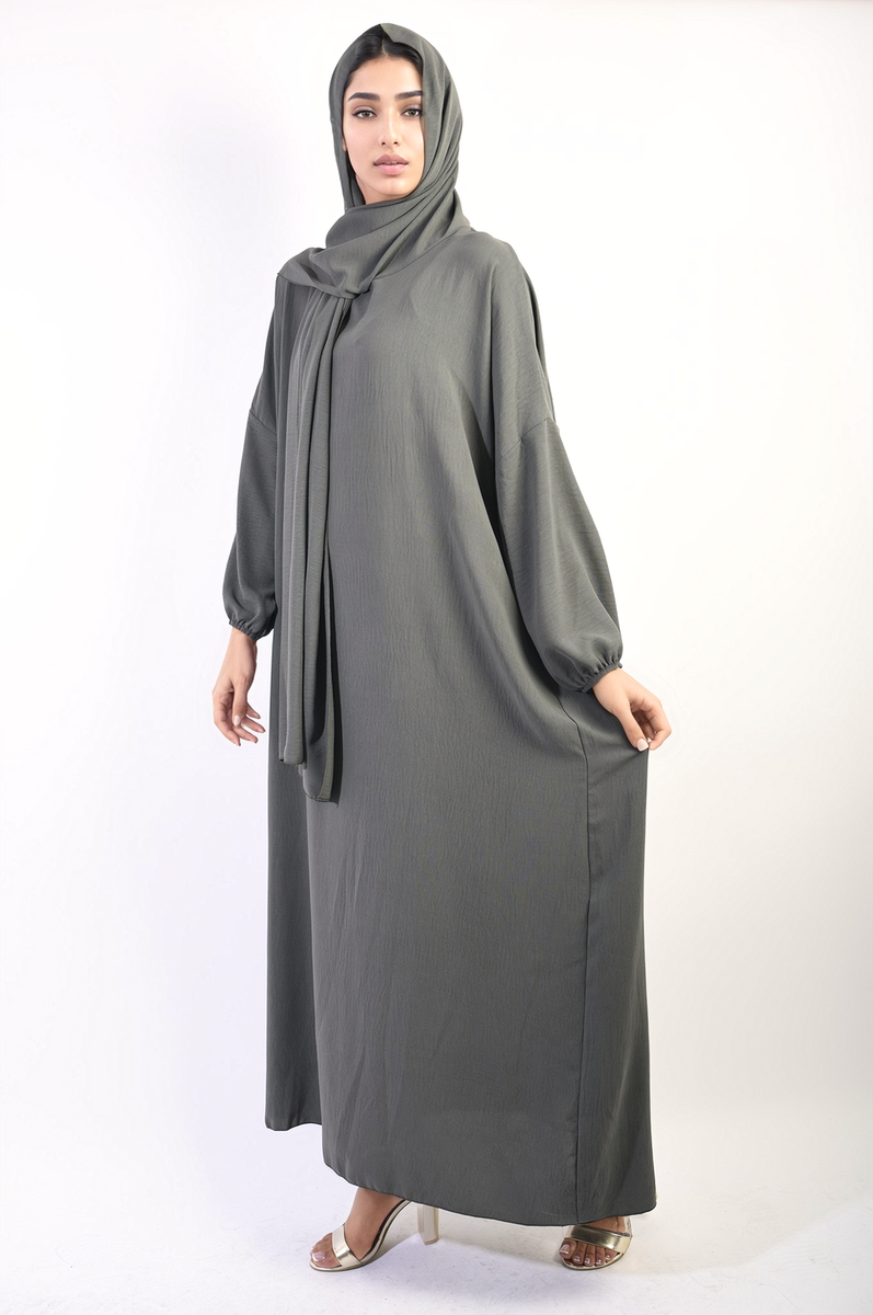 Long Sleeve Closed Abaya Maxi Dress