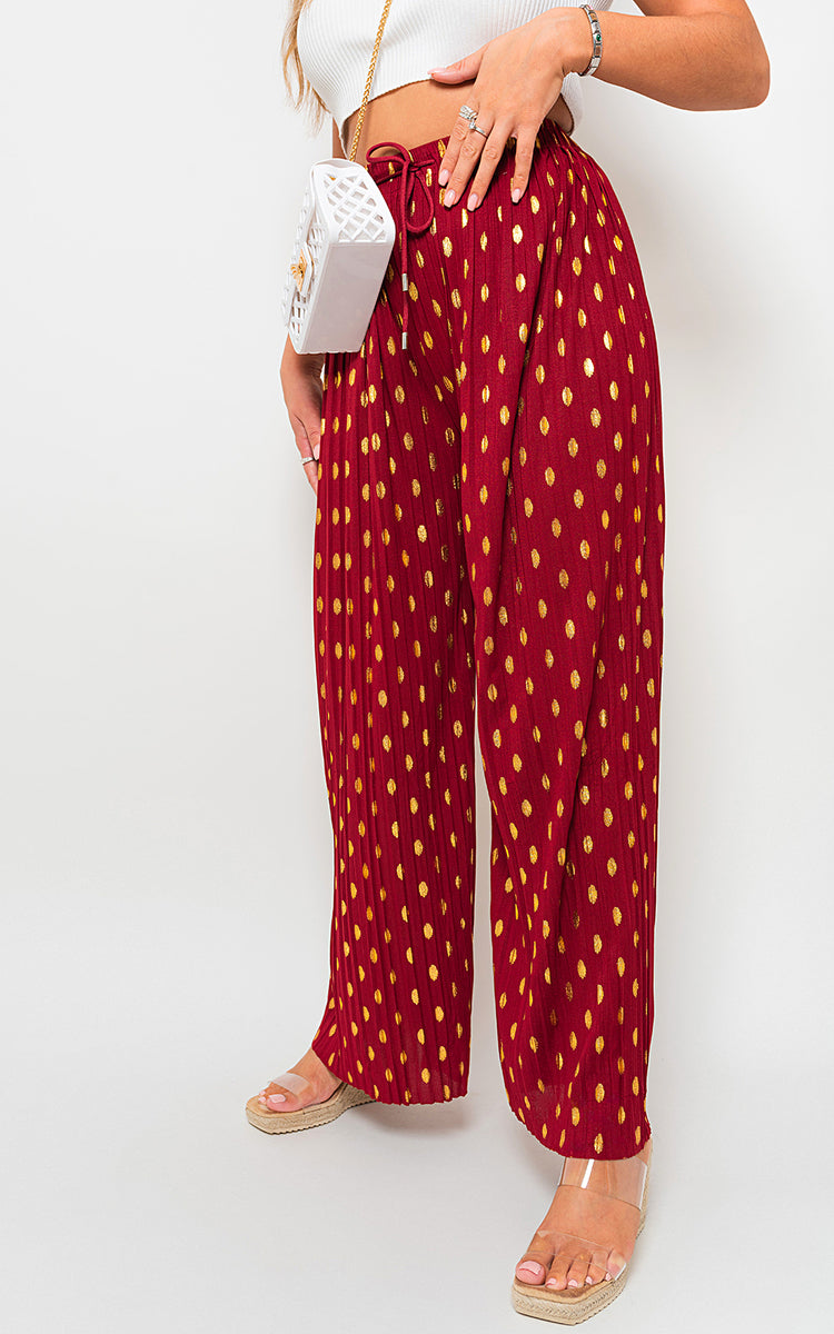 Gold Spot Pleated Trouser with Drawstring