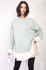 Contrast Ruffled Hem Top