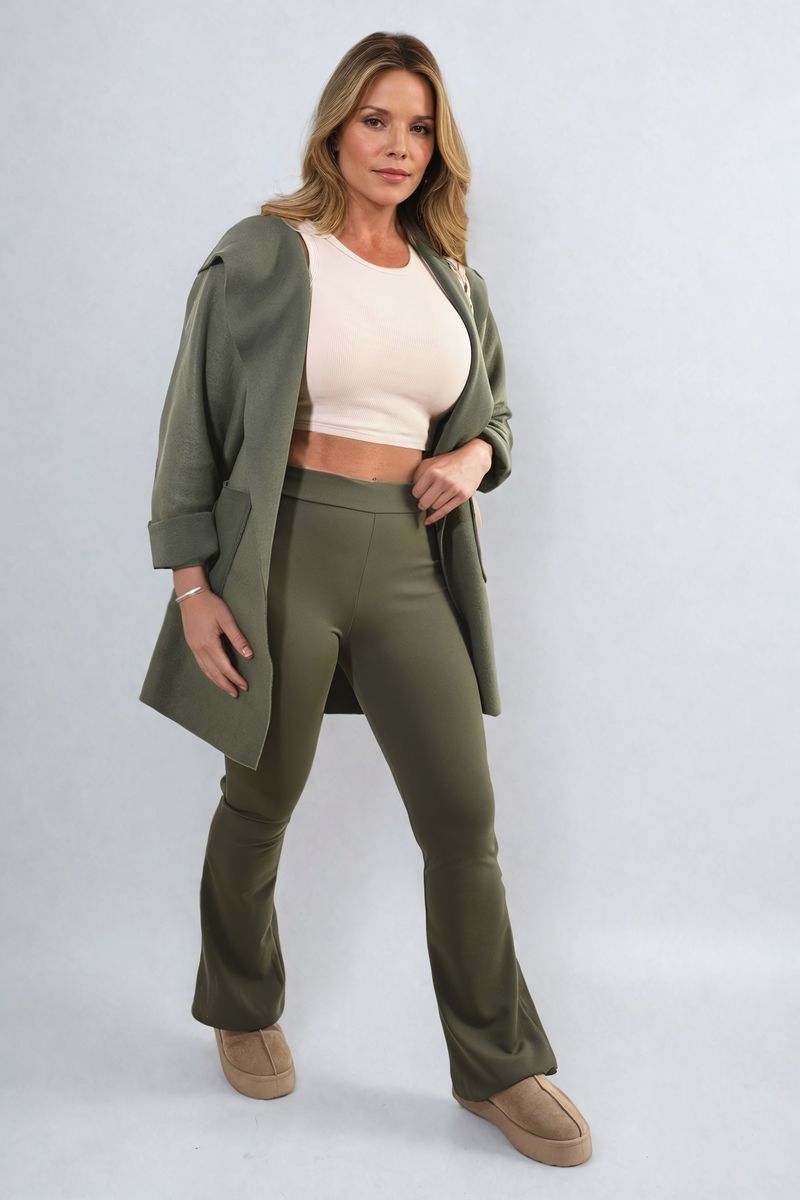 High Waisted Flare Leg Trouser