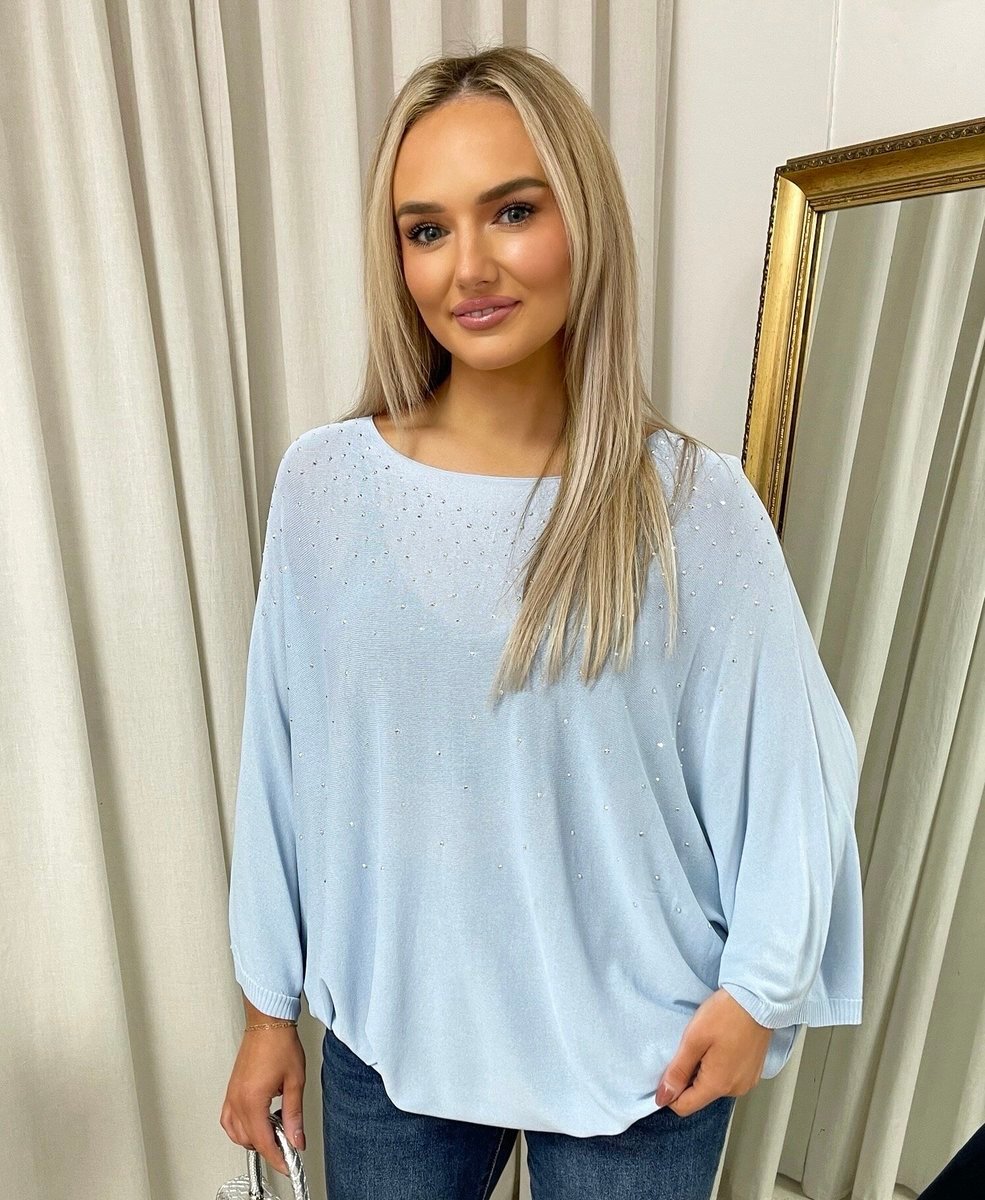 Round Neck Studded Oversized Top