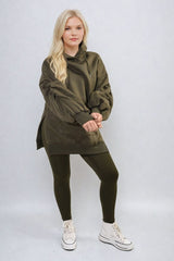 Oversized Hoodie with Side Split and Leggings Co ord Set