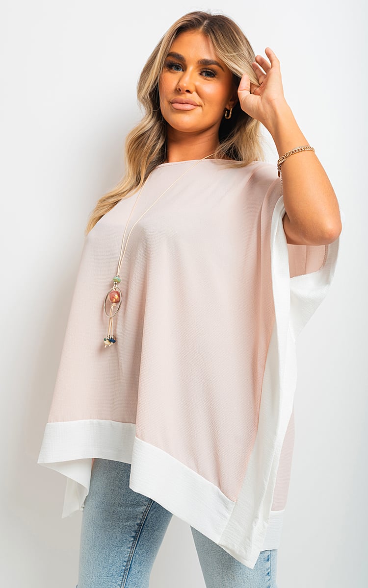 Oversized Contrast Hem Flare Sleeve Top