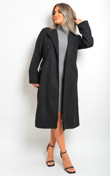 Button Detail Belted Trench Coat