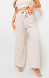 Drawstring Waist Wide Leg Trouser