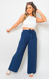 Drawstring Waist Wide Leg Trouser