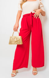 Drawstring Waist Wide Leg Trouser