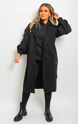 Longline Sleeveless Wide Lapel Waist Tie Jacket