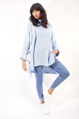 High Neck Oversized Long Sleeve Knitted Jumper