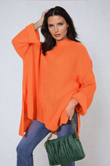 High Neck Oversized Long Sleeve Knitted Jumper