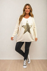 Sequin Star Oversized Knitted Jumper