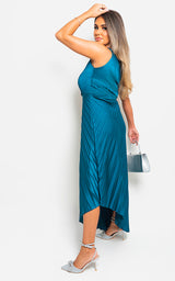 One Shoulder Cut Out Pleated Party Dress