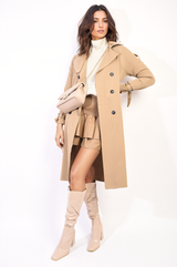 Waist Tie Button Detailed Trench Coat