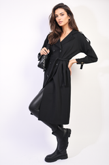 Waist Tie Button Detailed Trench Coat