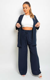 Drawstring Gathered Waist Wide Leg Trouser