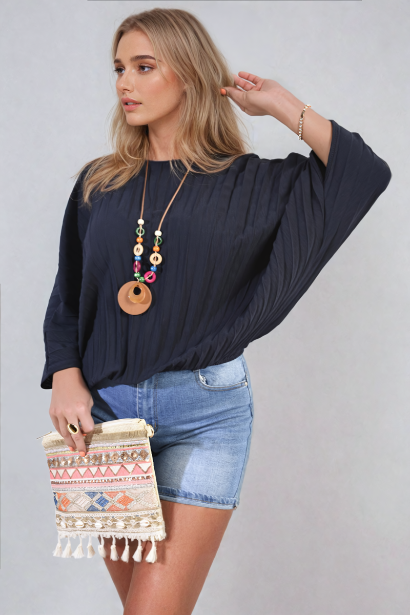 Batwing Oversized Pleated Top